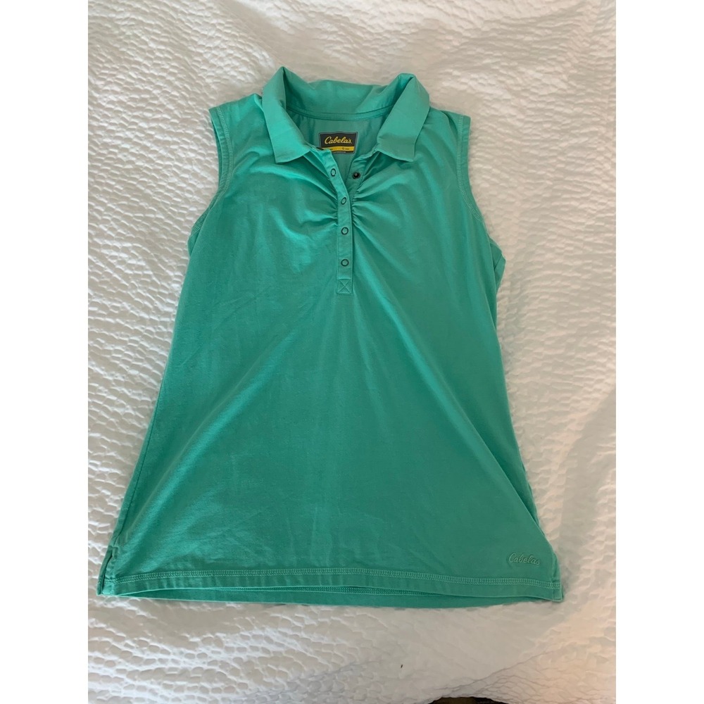 Cabela's collared 1/4 snap women's teal tank | Size Large Regular